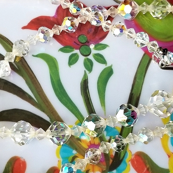 Aurora Borealis Vintage Crystal Necklace 1950's STUNNER - Picture 3 of 13